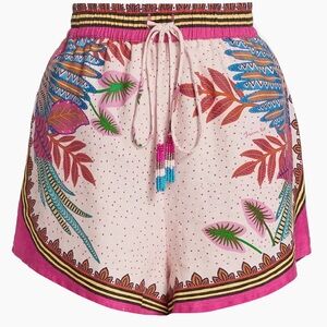 NWT Farm Rio Macaw Linen-Blend Scarf Shorts